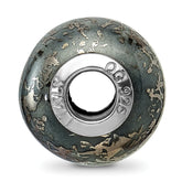 Sterling Silver Ceramic Bead with Platinum Foil Accent, Elegant and Solid